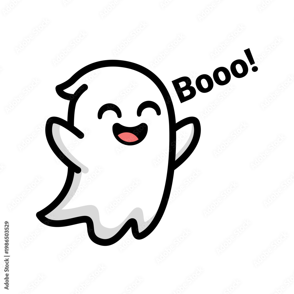 Obraz premium Playful ghost shouting booo text