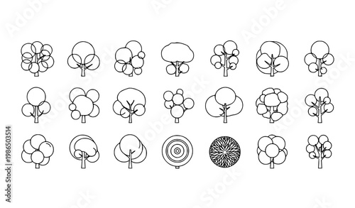 Minimalist Brain Tree Diagram Vector Icons Set for Education & Healthcare Design