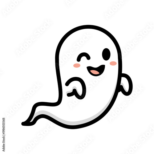 Cute winking halloween ghost sticker