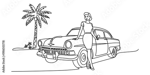 Minimalist continuous line drawing of a mother holding her newborn baby with love and care