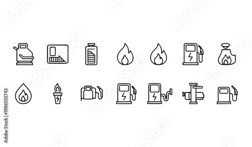 Minimalist Icons Set: Industrial Utilities & Services Vector Symbols