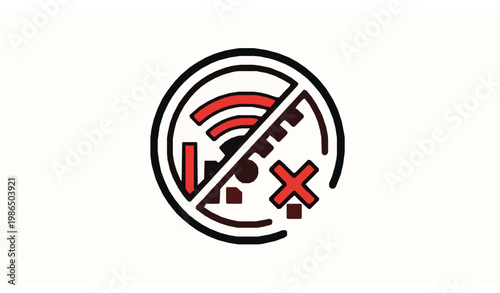 WiFi Signal Blocked Prohibited Icon Vector Illustration