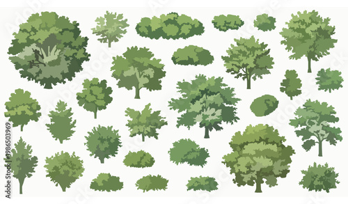 Vibrant Flat-Style Tree Icons Set for Designers and Developers