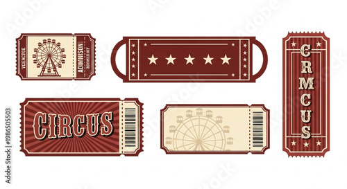 ticket Retro circus designs with vintage flair and carnival imagery