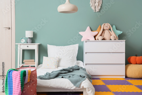 Comfortable bed, chest of d...