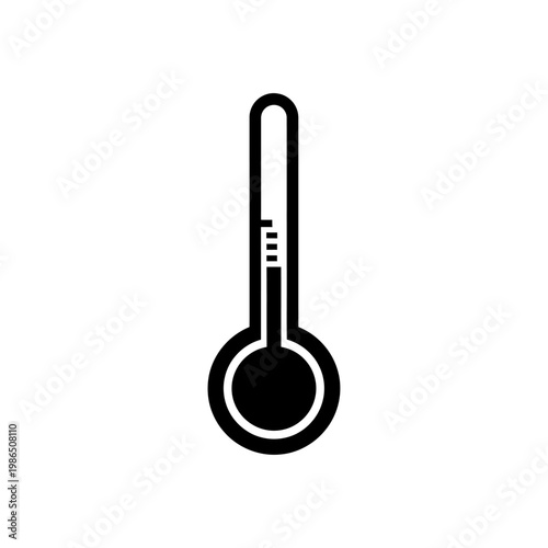 Black and white thermometer icon symbol.