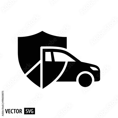 Black car with shield protection symbol.