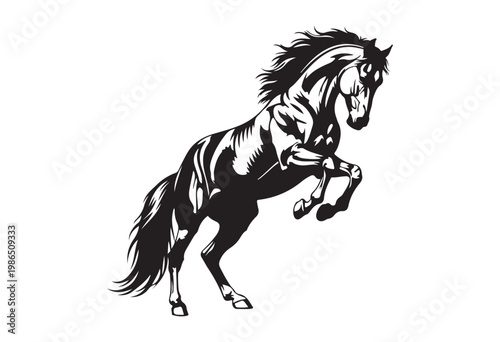 Jumping horse isolated on white background