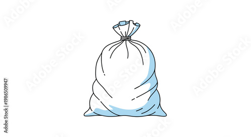 Large white tied sack or flour bag shown from the front against a clean white background in a simple line art style.