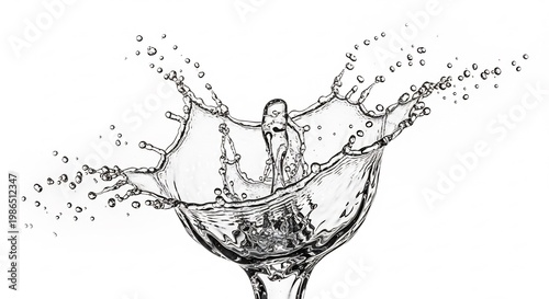 Elegant Water Splash in a Glass Capturing the Fluid Dynamics and Artistic Beauty.