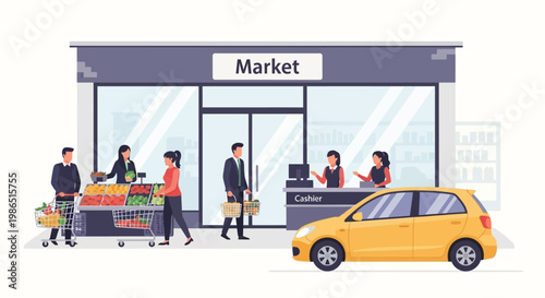 Daily Market Shopping Scene