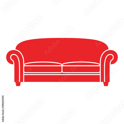 Red sofa furniture couch living room seating  modern home decor icon