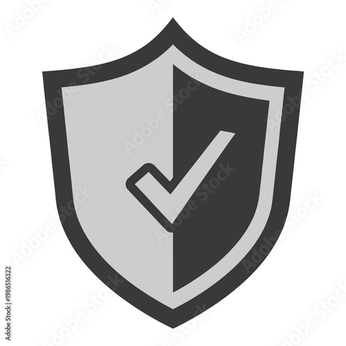 Shield with check mark icon for security and protection symbol icon