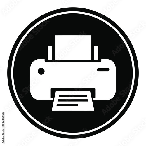 Simple icon of a printer in a circle  office equipment symbol icon