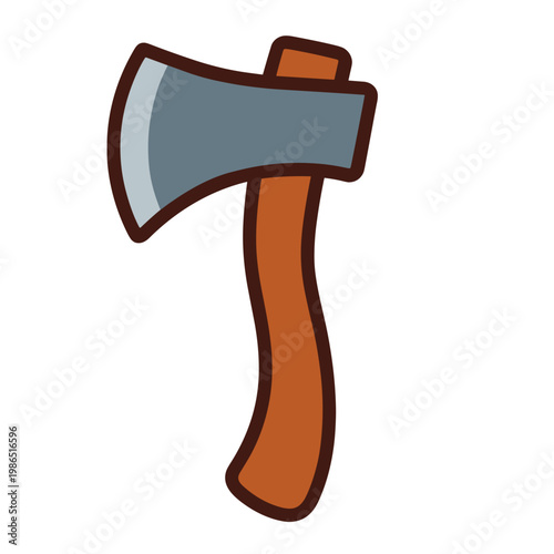Cute Cartoon Wooden Handle Axe with Grey Blade for Woodchopping and Outdoor Adventure