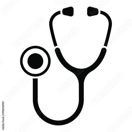 Stethoscope icon for medical health checkup and diagnosis tool icon