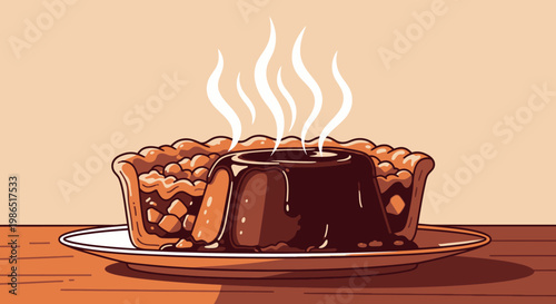 Delicious chocolate lava cake dessert.