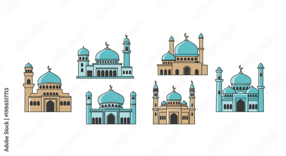Fototapeta premium Collection of mosque architecture designs 1.