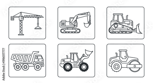 Construction vehicles and equipment icons 1.