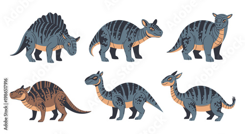 Group of toy dinosaurs standing together 8.