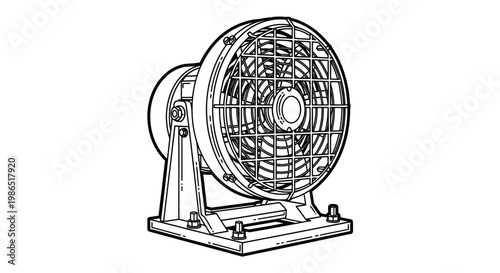 Industrial Electric Fan Close Up.
