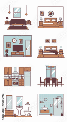 Interior furniture design and layout plans.