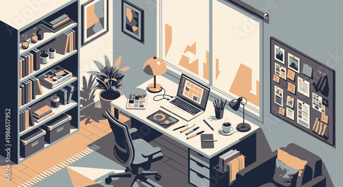 Businessman working on computer desk.