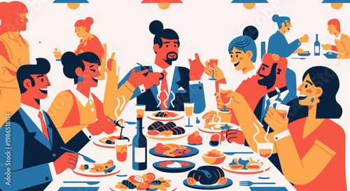 People eating at a restaurant table.