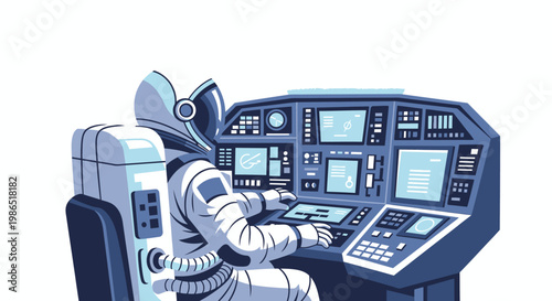 Astronaut in Space Suit Operating Panel 2.