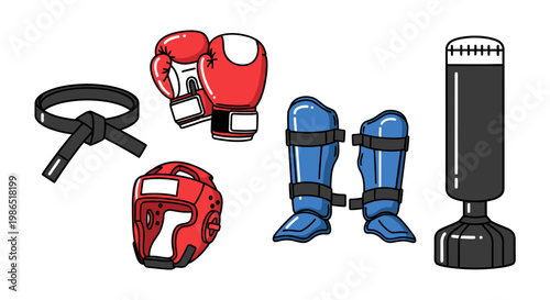 Boxing equipment for training and protection.