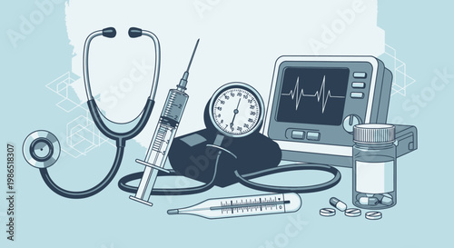 Medical equipment for health checkup procedures.