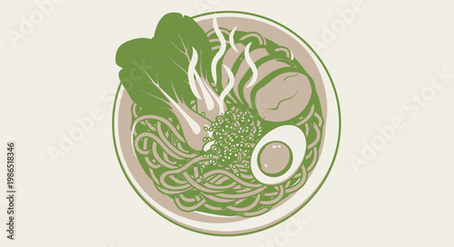 Delicious bowl of noodles with vegetables.