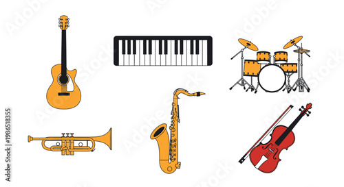 Musical Instruments Collection Guitar Piano 1.