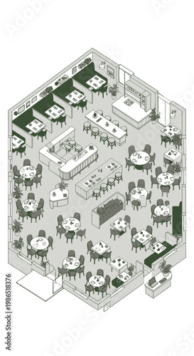 Office floor plan with cubicles.