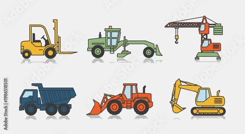 Heavy construction vehicles in action.