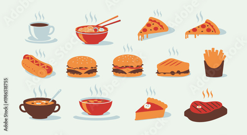 Variety of food and drink items 1.