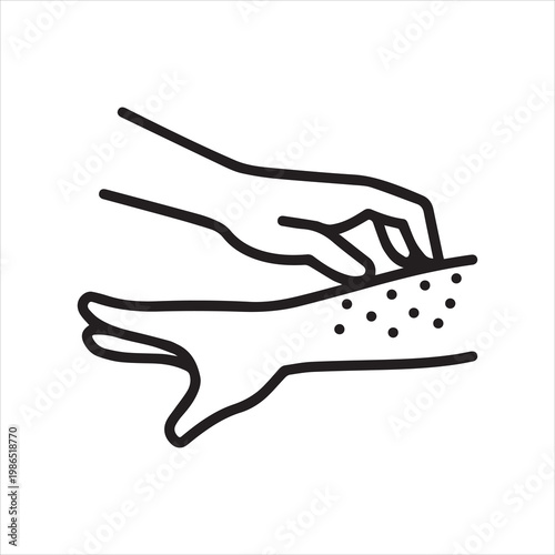 Skin rash, linear icon. Itchy spots on the skin. Line with editable stroke