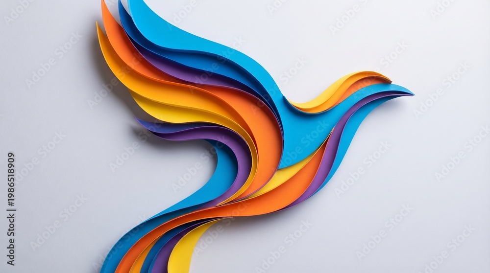Fototapeta premium Colorful Paper Bird Peace Concept