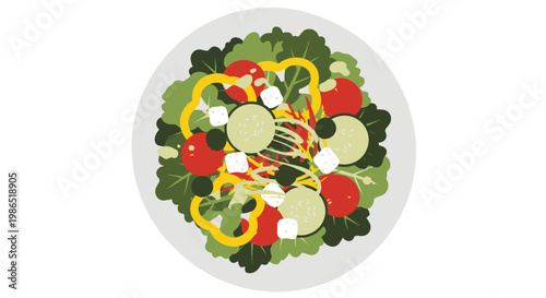 Mixed greens salad with vegetables 1.