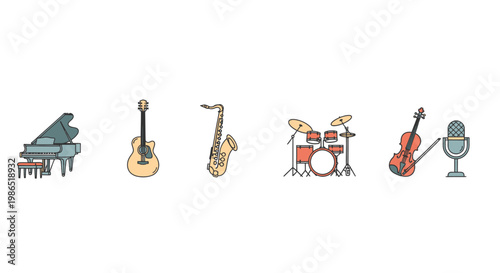 Musical instruments for a band performance 2.