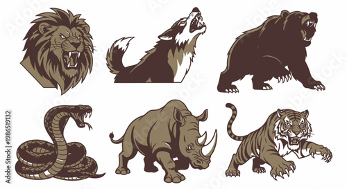 Collection of wild animals icons 1.