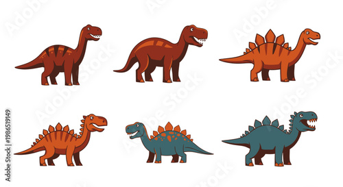 Colorful dinosaur toys in various poses 2.