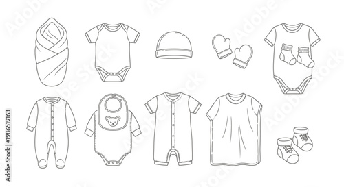 Baby clothes and accessories laid out 2.