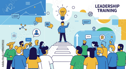 Businessman giving leadership training presentation.