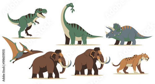 Dinosaurs and Prehistoric Animals Illustration.