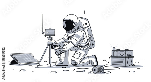 Astronaut in Space Suit Working 1.
