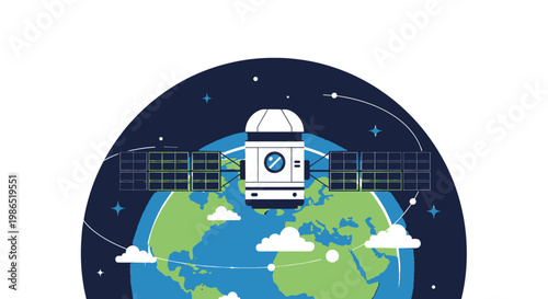 Satellite in Space Orbiting Earth 2.