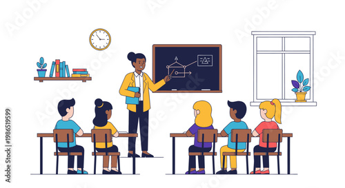 Teacher standing in front of students 1.