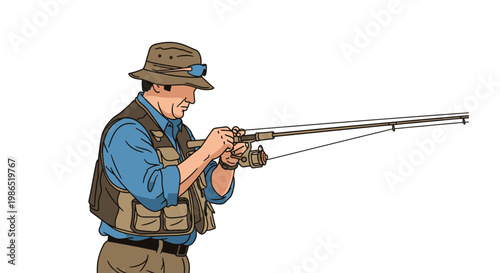 Man holding a fishing rod casting.