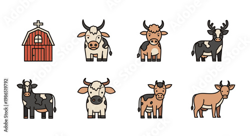 Cows and bulls standing together outside 1.